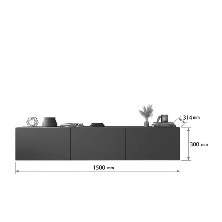 Wall mounted tv stand Felita pakoworld anthracite 150x31.4x30cm