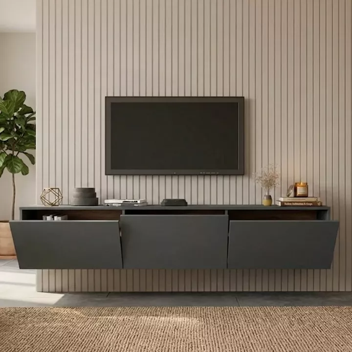 Wall mounted tv stand Felita pakoworld anthracite 150x31.4x30cm