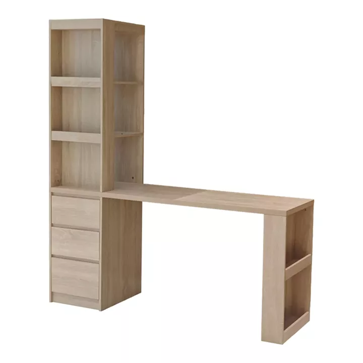 Desk with bookcase Cliner pakoworld sonoma 140x50x180cm