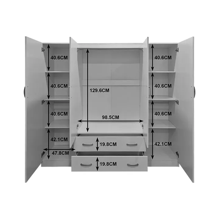 Four door wardrobe with loft Alvia pakoworld sonoma 200x51x240cm