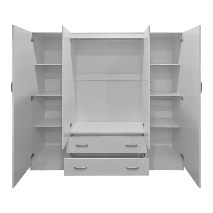 Four door wardrobe with loft Alvia pakoworld white 200x51x240cm
