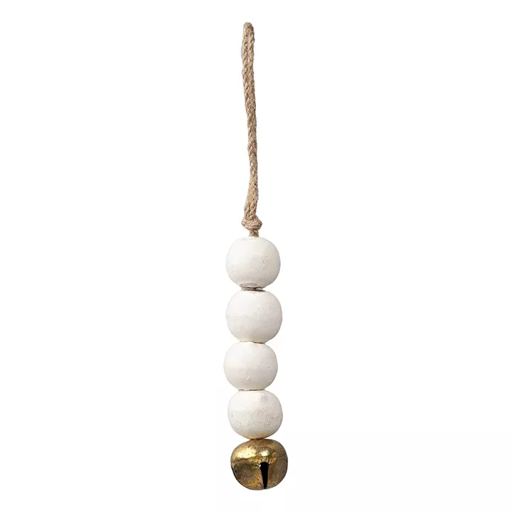 Beauty Home Ξύλινο Στολίδι με Χάντρα Λευκό 13 cm