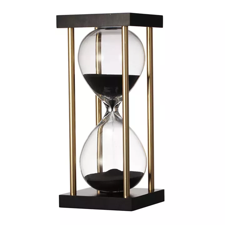Artekko Hourglass Γυάλινη Διακοσμητική Κλεψύδρα σε Βάση με Μαύρη Άμμο (7.5x7.5x17.5)cm