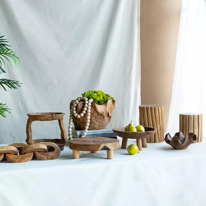 Artekko Woody Riser Διακοσμητικά Πλατό από Ξύλο Teak σε Φυσική Απόχρωση (30x30x10)cm 2pcs
