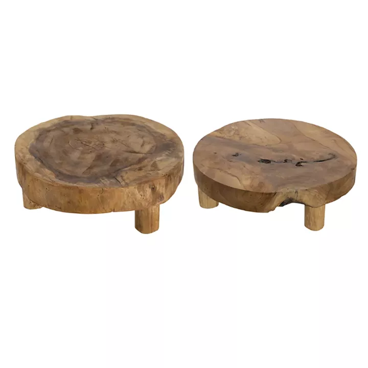 Artekko Woody Riser Διακοσμητικά Πλατό από Ξύλο Teak σε Φυσική Απόχρωση (30x30x10)cm 2pcs