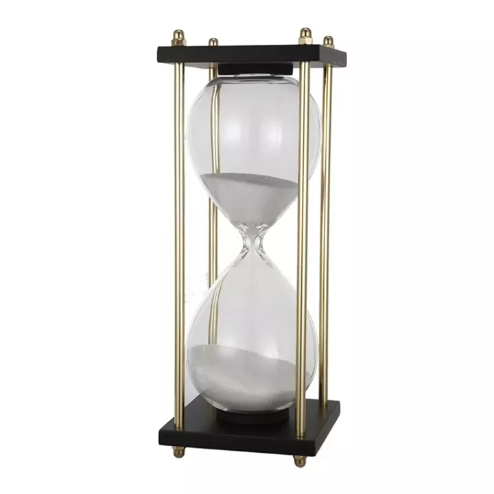 Artekko Hourglass Κλεψύδρα Διακοσμητική Γυαλί Μέταλλο Μαύρο Χρυσό (9.8x9.8x23)cm