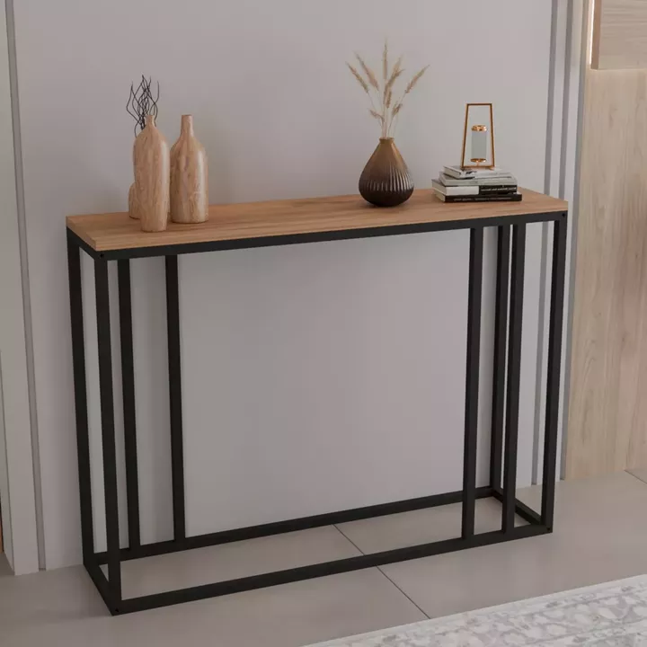 Κονσόλα Cansbia pakoworld oak με μαύρο μέταλλο 100x25x75εκ