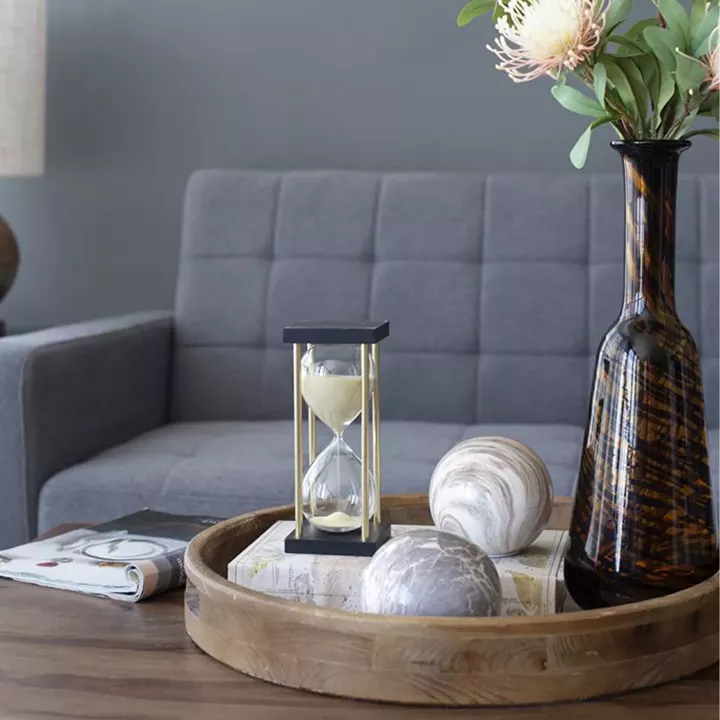 Artekko Hourglass Γυάλινη Διακοσμητική Κλεψύδρα σε Βάση με Μπεζ Άμμο (8.5x8.5x19.5)cm