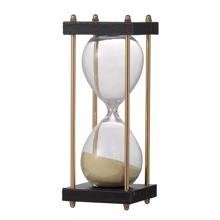 Artekko Hourglass Γυάλινη Διακοσμητική Κλεψύδρα σε Βάση με Μπεζ Άμμο (8.5x8.5x19.5)cm
