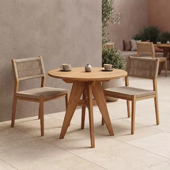 Τραπέζι Cadrada pakoworld teak ξύλο σε φυσική απόχρωση Φ70x76εκ