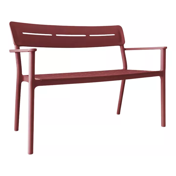 Two-seater bench Cadrin pakoworld burgundy red PP 117x60x83cm