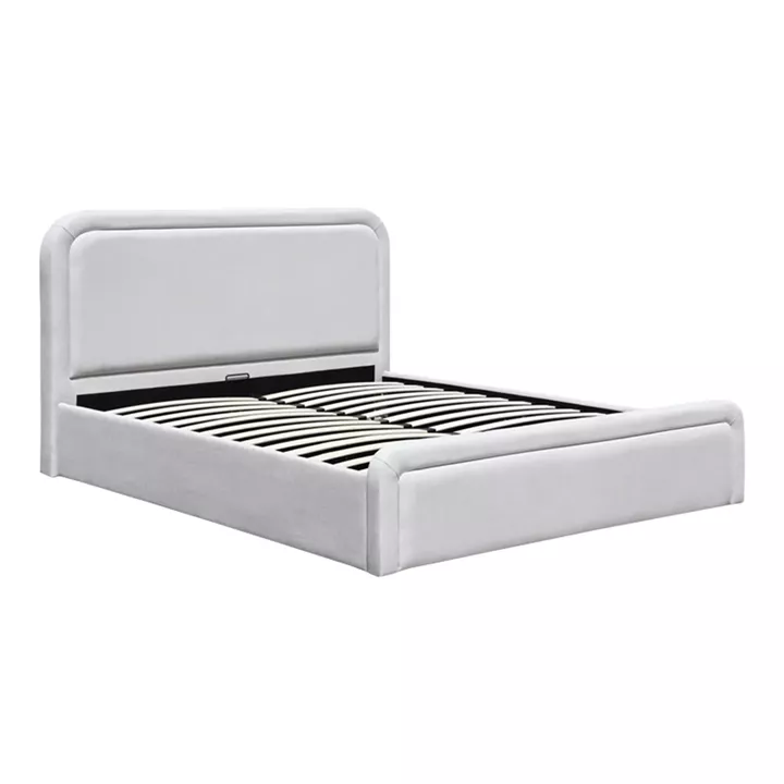 Double bed with storage space Bendy pakoworld beige fabric 160x200cm