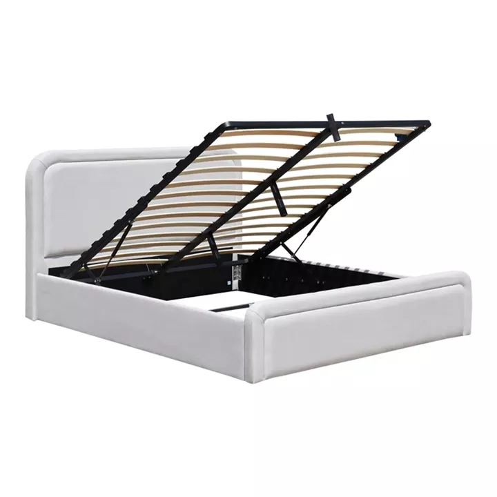 Double bed with storage space Bendy pakoworld beige fabric 160x200cm