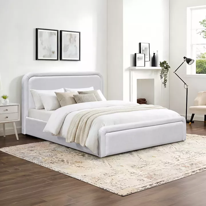 Double bed with storage space Bendy pakoworld beige fabric 160x200cm