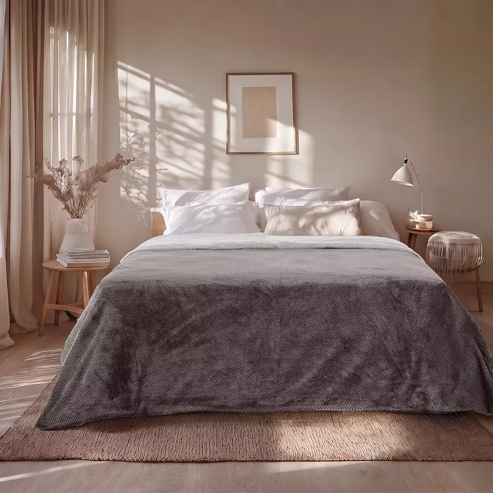 Beauty Home Κουβέρτα υπέρδιπλη διπλής όψεως Art 11601 Jacquard fleece 700gsm Fiesta Plus 220x240 Ανθρακί,Γκρι