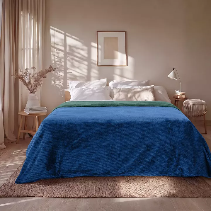 Beauty Home Κουβέρτα υπέρδιπλη διπλής όψεως Art 11601 Jacquard fleece 700gsm Fiesta Plus 220x240 Μπλε,Πράσινο