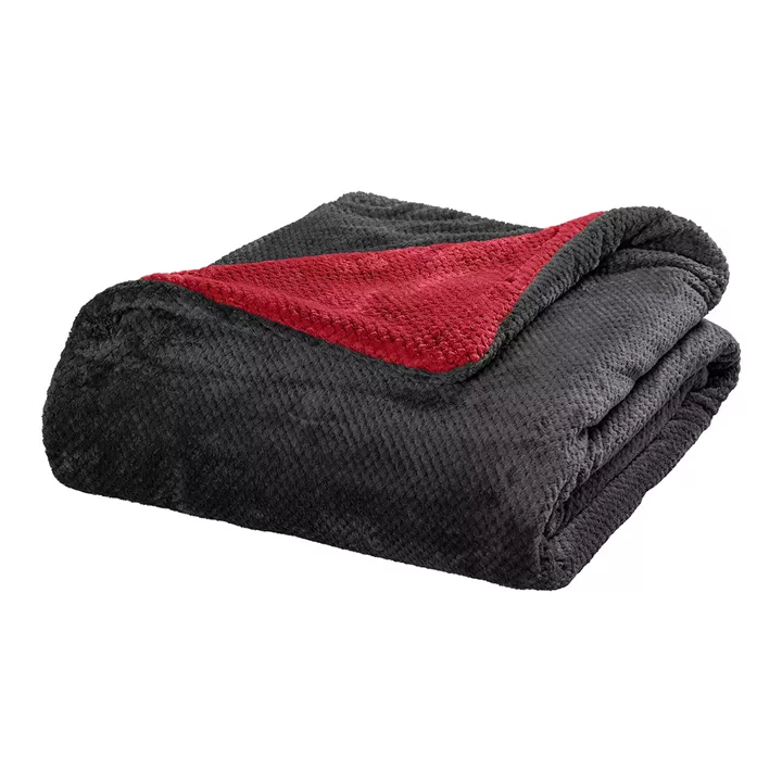 Beauty Home Κουβέρτα υπέρδιπλη διπλής όψεως Art 11601 Jacquard fleece 700gsm Fiesta Plus 220x240 Μαύρο,Κόκκινο