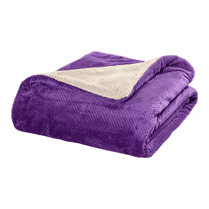 Beauty Home Κουβέρτα υπέρδιπλη διπλής όψεως Art 11601 Jacquard fleece 700gsm Fiesta Plus 220x240 Εκρού,Μωβ