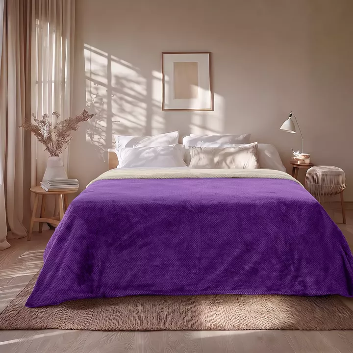 Beauty Home Κουβέρτα υπέρδιπλη διπλής όψεως Art 11601 Jacquard fleece 700gsm Fiesta Plus 220x240 Εκρού,Μωβ