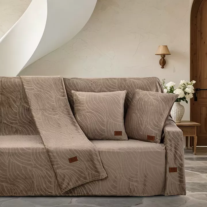 Beauty Home Σετ ριχτάρι 2τμχ Sienna Art 8672 (180x250+180x300) Μόκα
