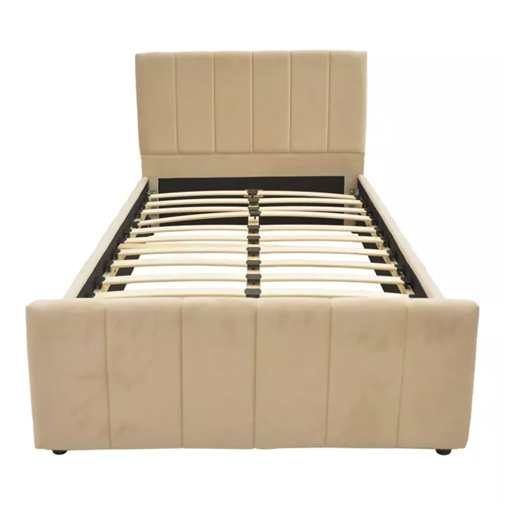 Single bed Doulia pakoworld beige velvet 100x200cm
