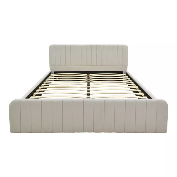 Κρεβάτι διπλό Myrelia pakoworld γκρι μπεζ ύφασμα 160x200εκ