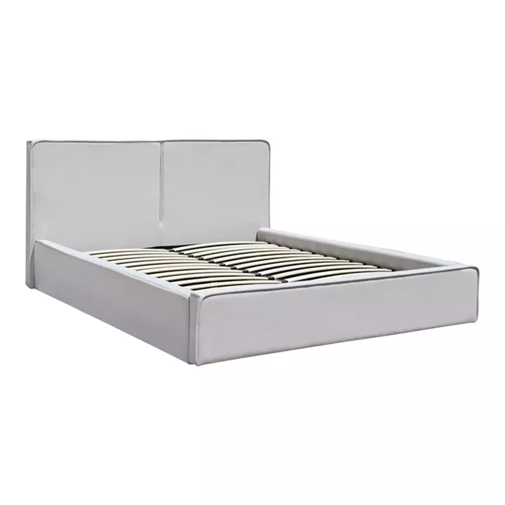 Κρεβάτι διπλό Zento pakoworld γκρι μπεζ ύφασμα 160x200εκ