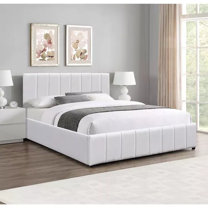 Double bed Rovio pakoworld gray beige fabric 150x200cm