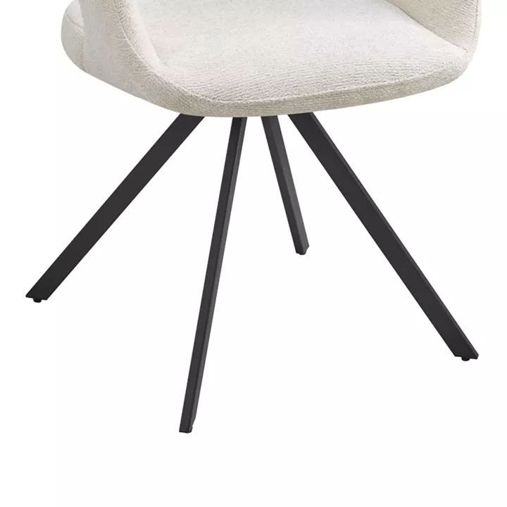 Rotating armchair Tate pakoworld beige fabric with black metal legs 59x56.5x86.5cm