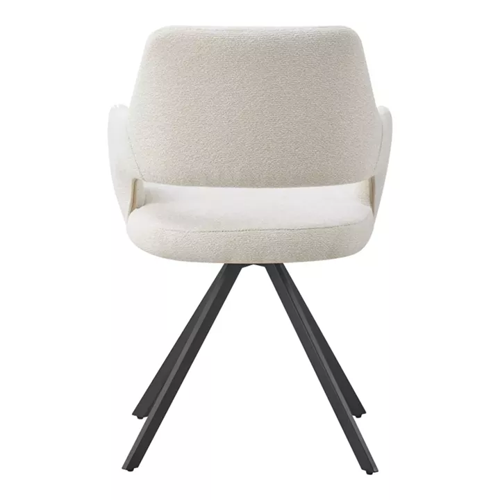 Rotating armchair Tate pakoworld beige fabric with black metal legs 59x56.5x86.5cm