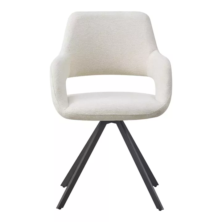 Rotating armchair Tate pakoworld beige fabric with black metal legs 59x56.5x86.5cm