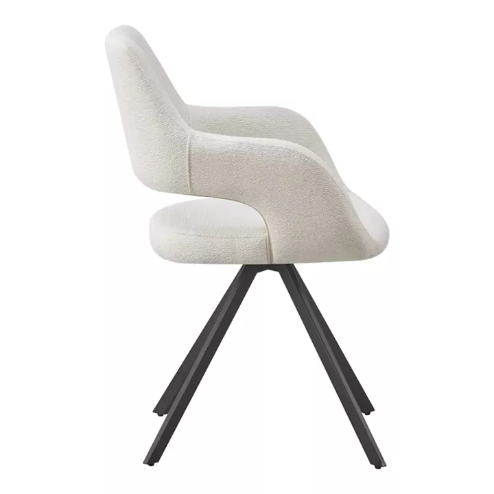 Rotating armchair Tate pakoworld beige fabric with black metal legs 59x56.5x86.5cm