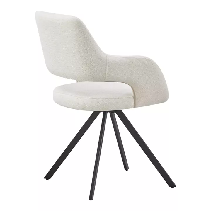 Rotating armchair Tate pakoworld beige fabric with black metal legs 59x56.5x86.5cm