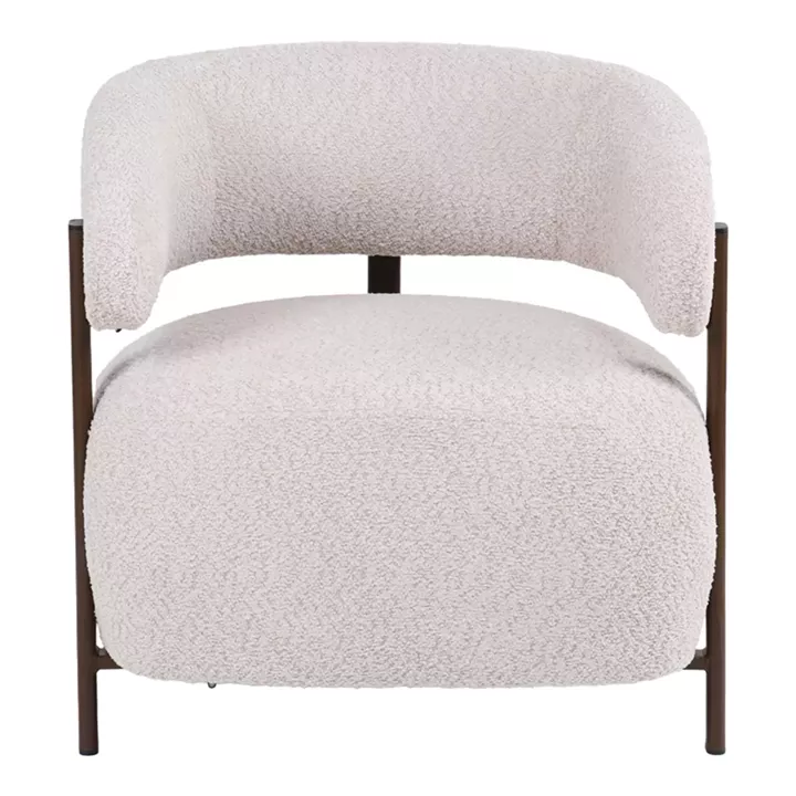 Melita armchair pakoworld beige boucle with brown metal leg 68.5x65x69cm