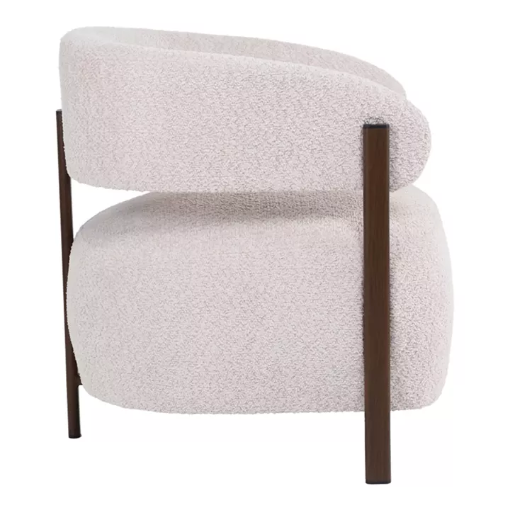 Melita armchair pakoworld beige boucle with brown metal leg 68.5x65x69cm