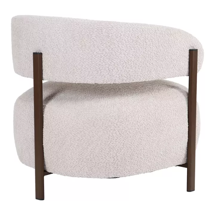 Melita armchair pakoworld beige boucle with brown metal leg 68.5x65x69cm