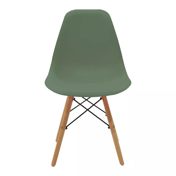 Julita pakoworld chair olive green PP with wooden legs in natural finish 46x52x81cm