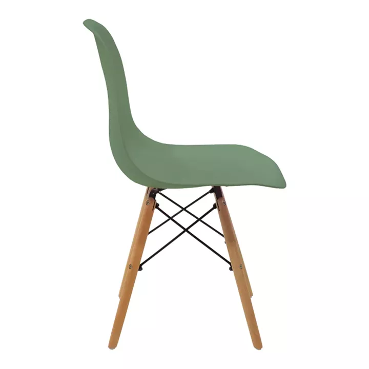 Julita pakoworld chair olive green PP with wooden legs in natural finish 46x52x81cm