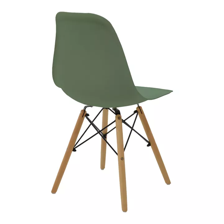 Julita pakoworld chair olive green PP with wooden legs in natural finish 46x52x81cm