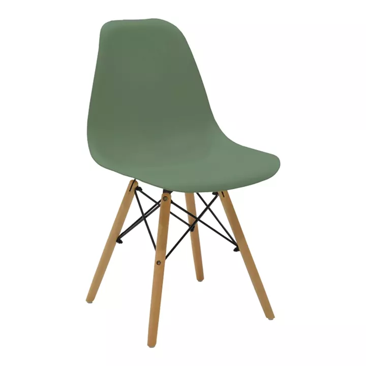 Julita pakoworld chair olive green PP with wooden legs in natural finish 46x52x81cm