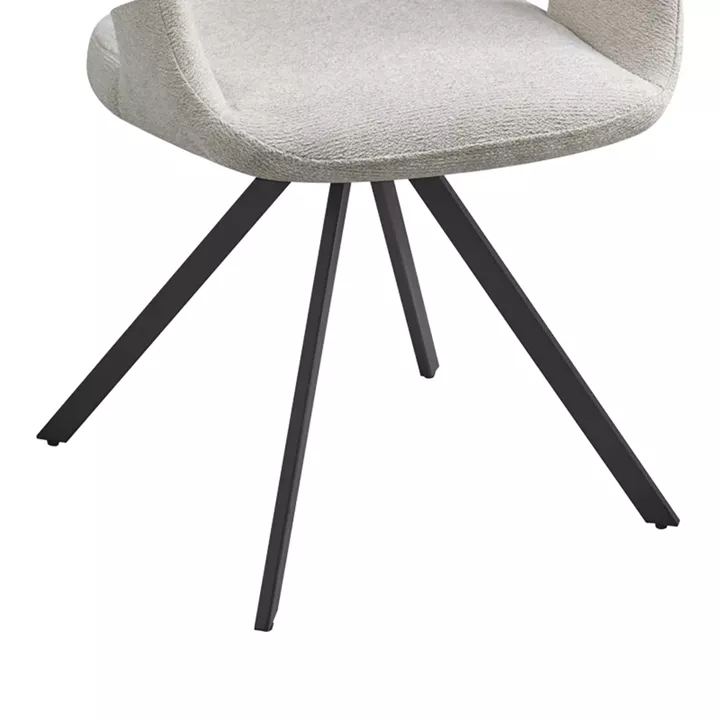 Rotating armchair Tate pakoworld light grey fabric with black metal legs 59x56.5x86.5cm