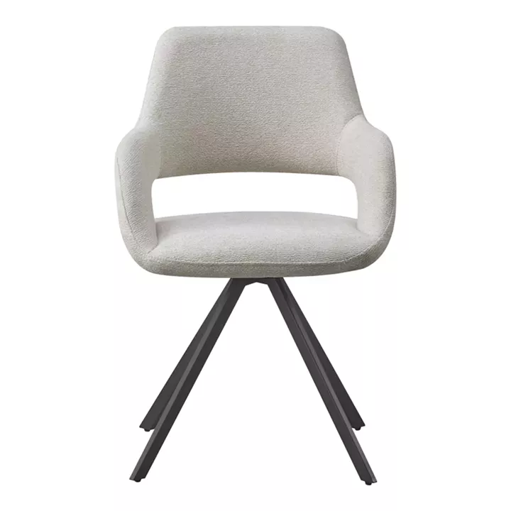 Rotating armchair Tate pakoworld light grey fabric with black metal legs 59x56.5x86.5cm