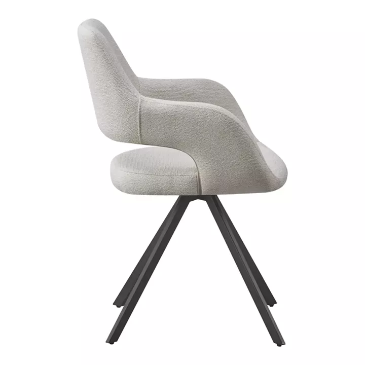 Rotating armchair Tate pakoworld light grey fabric with black metal legs 59x56.5x86.5cm