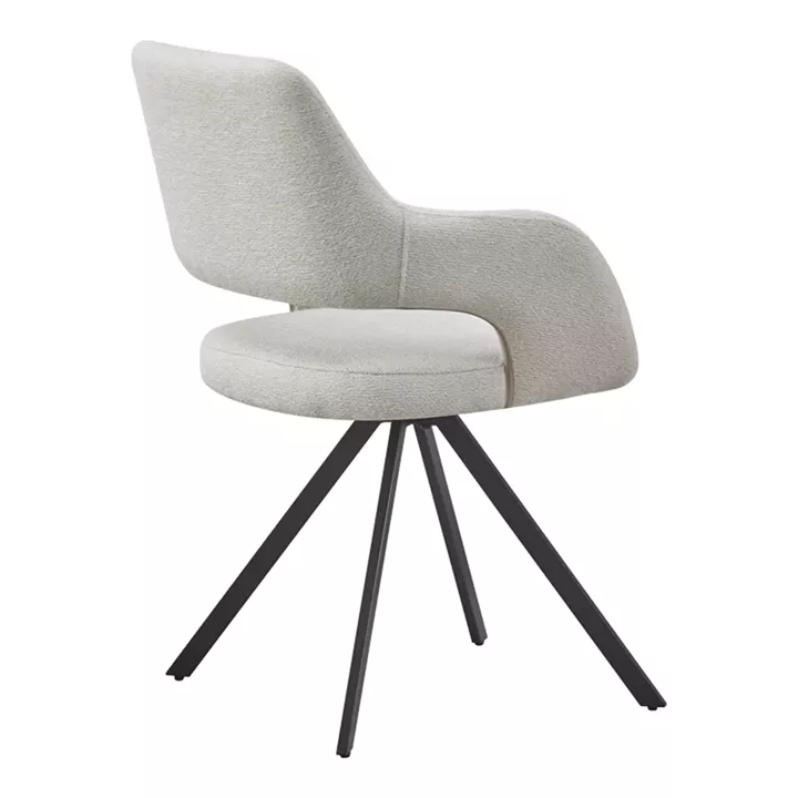 Rotating armchair Tate pakoworld light grey fabric with black metal legs 59x56.5x86.5cm