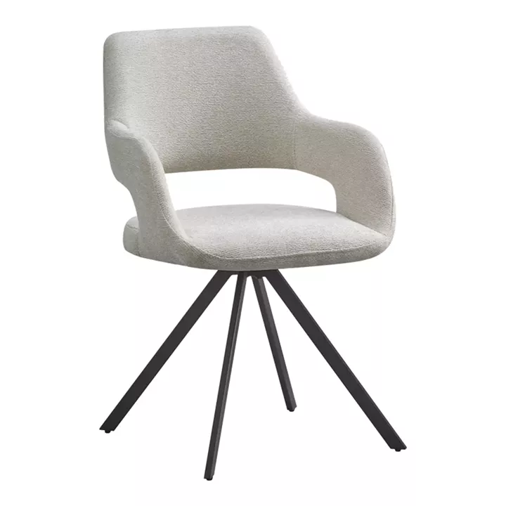 Rotating armchair Tate pakoworld light grey fabric with black metal legs 59x56.5x86.5cm