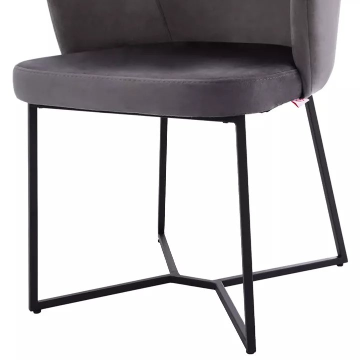 ARMCHAIR “TRIANA” HM9278.01 GREY VELVET WITH BLACK METAL LEGS 57x62x87H CM.