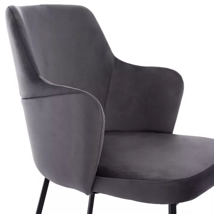 ARMCHAIR “TRIANA” HM9278.01 GREY VELVET WITH BLACK METAL LEGS 57x62x87H CM.