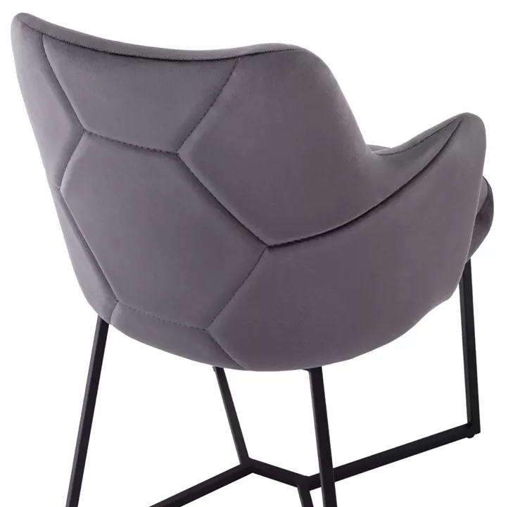 ARMCHAIR “TRIANA” HM9278.01 GREY VELVET WITH BLACK METAL LEGS 57x62x87H CM.