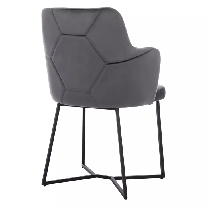 ARMCHAIR “TRIANA” HM9278.01 GREY VELVET WITH BLACK METAL LEGS 57x62x87H CM.