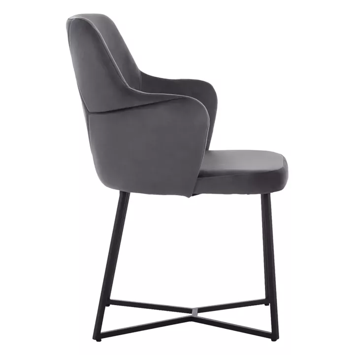 ARMCHAIR “TRIANA” HM9278.01 GREY VELVET WITH BLACK METAL LEGS 57x62x87H CM.